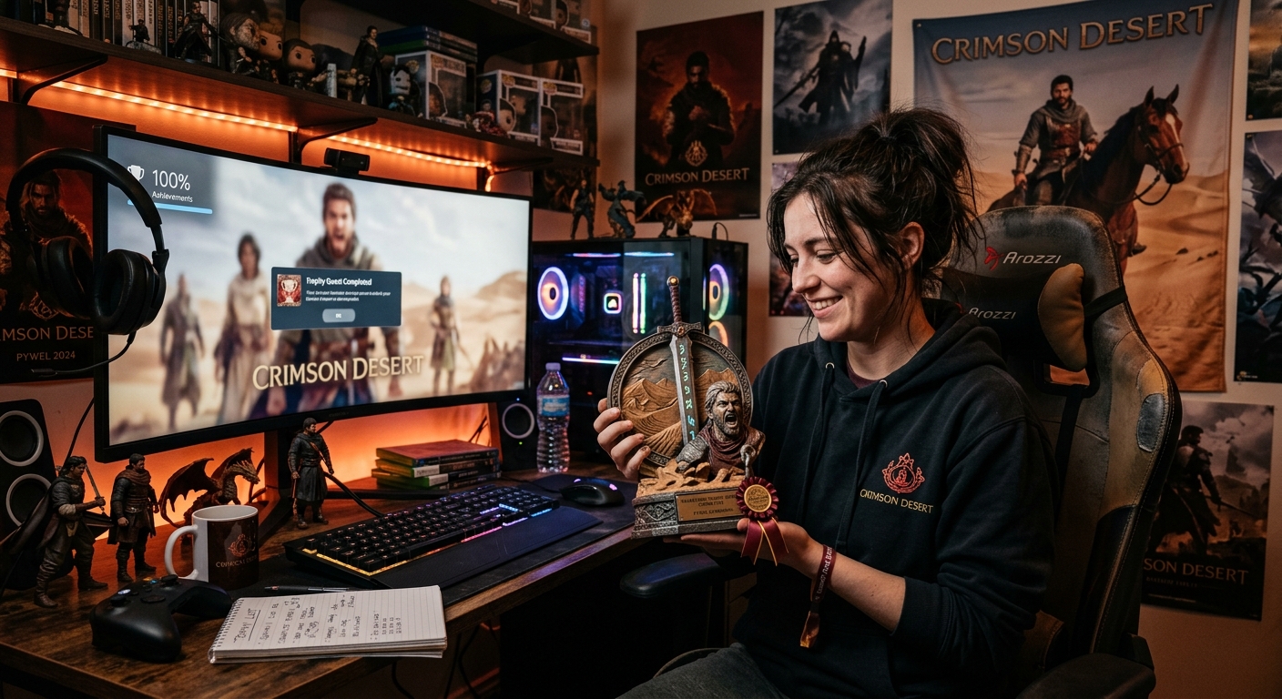 A Crimson Desert player pushed past exhaustion to secure platinum.
