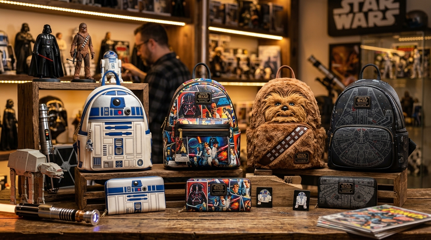 Explore the latest Star Wars Loungefly bags inspired by Grogu, Darth Maul, and other galactic favorites, designed for fans and fashion collectors alike.