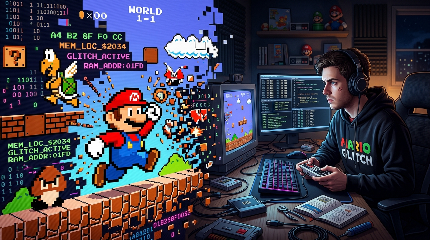 A new arbitrary code execution glitch turns a 40-year-old classic into a programmable playground for Super Mario Bros speedrunners.
