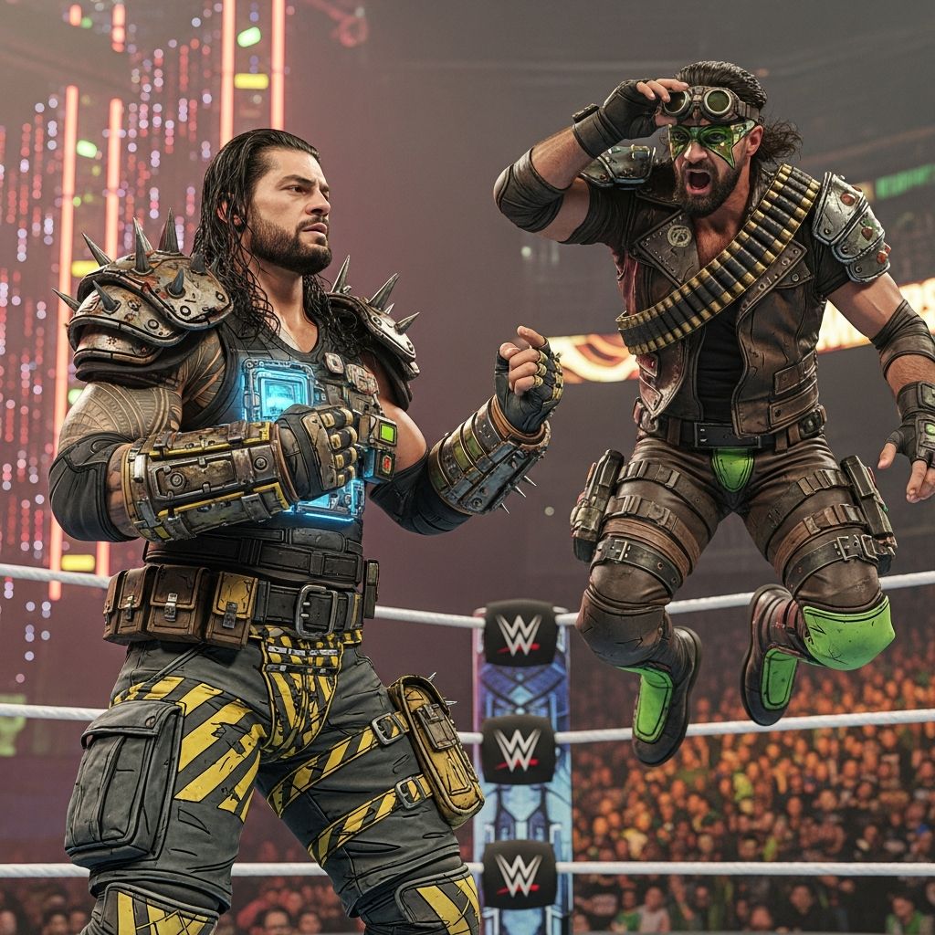WWE Wrestlers Rock Borderlands 4 Gear in Epic Tag Match Street Profits channel Borderlands chaos in WWE Clash at Paris but fall short against champions in promotional showdown.